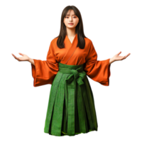 Traditional Japanese Attire with Elegant Color Combination and Modern Touch png