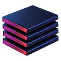 Stack of Modern Abstract Layers with Neon Edge Glow Effects png
