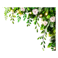 Elegant Greenery with Flowers and Lights for Festive Decor png