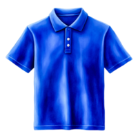 Blue Short Sleeve Polo Shirt with Three Buttons on Collar png