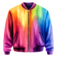 Colorful Gradient Bomber Jacket with Artistic Design on Display png