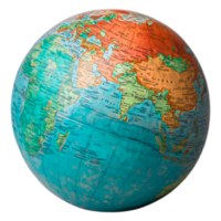 Colorful Globe Displaying World Map with Continents and Oceans png