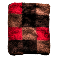 Cozy Fluffy Blanket with Red and Brown Checkered Pattern Texture png
