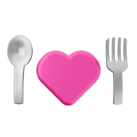 A pink heart and fork with a spoon on a black background png