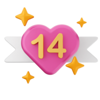 A heart with the number 14 on it png