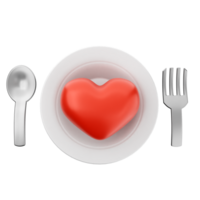 A plate with a heart and fork on it png