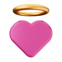 A pink heart with a gold halo png