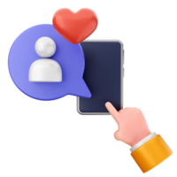 Hand holding phone with heart icon png