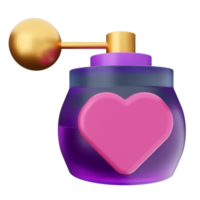 A purple perfume bottle with a heart shaped object png
