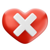A red heart with an x mark on it png