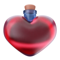 A heart shaped bottle with a red liquid inside png