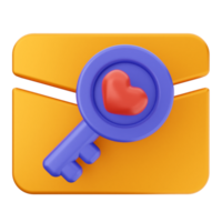 A key and a heart in an envelope png