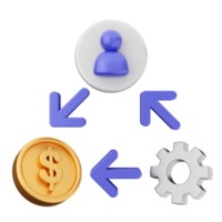 A person and a coin are connected to a gear and a person png