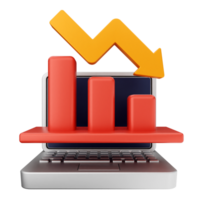 A laptop with a graph on it and an arrow pointing up png