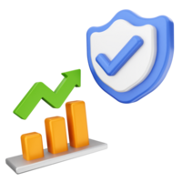 A shield and an arrow with a bar chart png