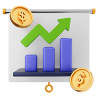 A presentation with a graph and coins png