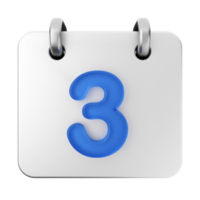 A blue calendar icon with the number three png
