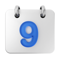 A calendar icon with the number 9 on it png