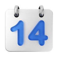 A calendar with the number 14 on it png