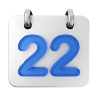 A blue calendar with the number 22 on it png