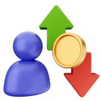 A person with a coin and arrows pointing up png