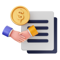 Handshake icon with money and document png