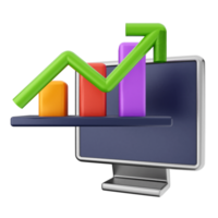A computer monitor with a graph on it png