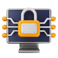 A computer monitor with a padlock on it png
