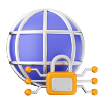 A globe with a padlock and a lock png