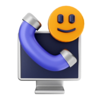 A smiley face on a computer with a phone cord png