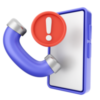 Phone call with red exclamation mark png