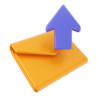 An orange envelope with a blue arrow pointing up png