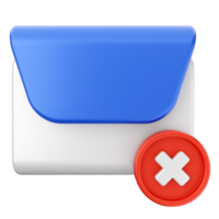 An email with a red cross and an x png