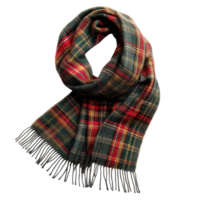 Fringed Plaid Scarf Fashion on transparent background. png