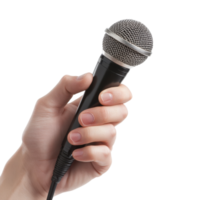 Speaker Holding Microphone on transparent background. png