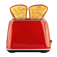 Red Toaster with Toasted Bread on transparent background. png