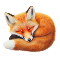 Adorable Fox Sleeping on transparent background. png