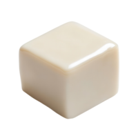 Fresh Tofu Cube Close Up on transparent background. png