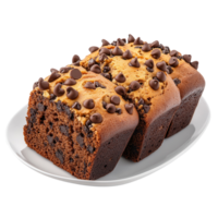 Banana Bread Loaf Cake Image on transparent background. png