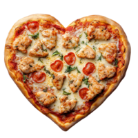 Heart Shaped Pizza on transparent background. png