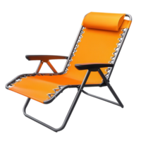 Orange Folding Lounge Chair on transparent background. png