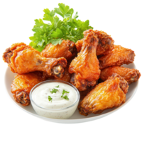 Crispy Fried Chicken Wings Platter on transparent background. png