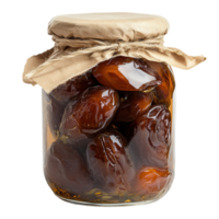 Sweet Summer Dates in Jar on transparent background. png