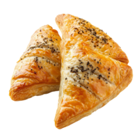 Golden Pastry Savory Filling on transparent background. png