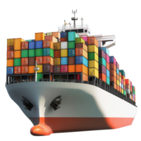 Cargo Ship Colorful Containers on transparent background. png