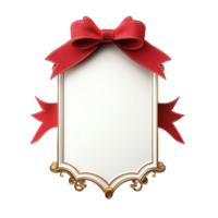 Red Ribbon Label Design 3D on transparent background. png
