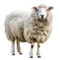 Fluffy Sheep in Green Pasture on transparent background. png