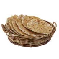 Basket with flatbreads isolated on transparent background png
