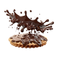 Delicious Chocolate Drizzle on Biscuit isolated on transparent background png