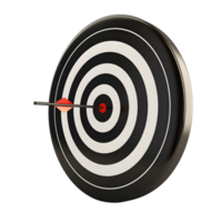 Target board with an arrow in the center isolated on transparent background png